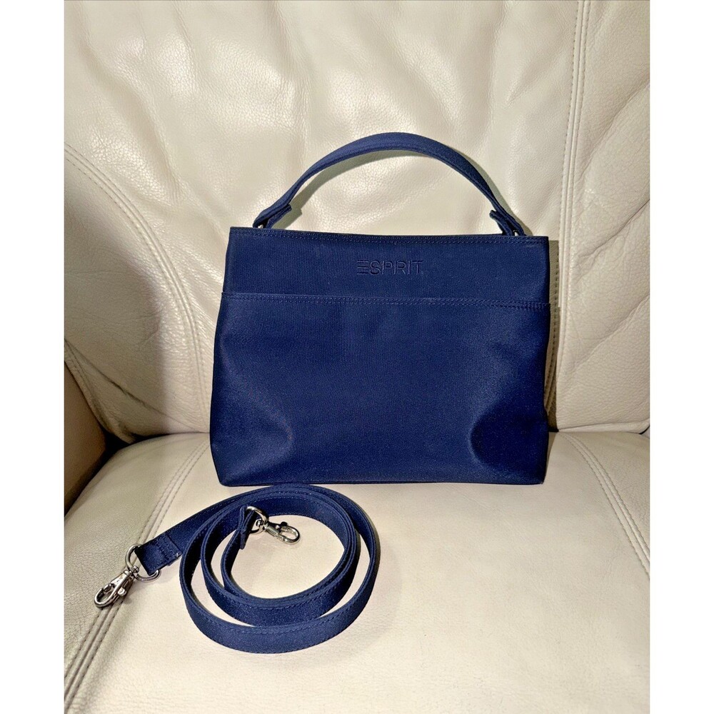 Esprit Satchel Crossbody Top Handle Bag Nylon Navy Blue Y2K
